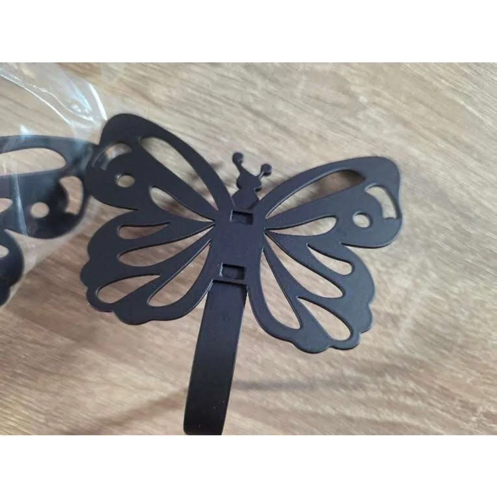 6‎ Pack Butterfly Wall Hooks Matte Black Metal Decorative Hangers with Hardware